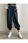 Yeşil Saten Detaylı Tasarım Sweatshirt Takım