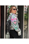 Zebra Desenli Deri Püsküllü Oversize Jean Ceket