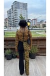 Zebra Desenli Üstü Tül Altı Penye Pantolon Takım