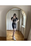 Zincir Detaylı Siyah Crop ve Etek Takım
