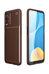 A54 4G Kılıf Auto Focus Karbon Kapak - Kahverengi