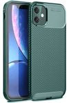 Apple iPhone 11 Kılıf Auto Focus Karbon Kapak - Koyu Yeşil