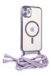 Apple iPhone 11 Kılıf Divo Lazer Askılı Magsafe Kapak - Lila
