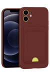 Apple iPhone 11 Kılıf Kelvin Kartvizitli Silikon - Bordo