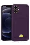 Apple iPhone 11 Kılıf Kelvin Kartvizitli Silikon - Derin Mor