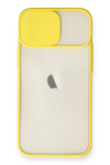 Apple iPhone 11 Kılıf Palm Buzlu Kamera Sürgülü Silikon - Sarı