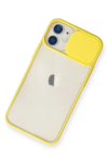 Apple iPhone 11 Kılıf Palm Buzlu Kamera Sürgülü Silikon - Sarı
