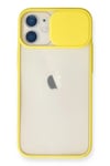 Apple iPhone 11 Kılıf Palm Buzlu Kamera Sürgülü Silikon - Sarı