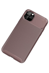 Apple iPhone 11 Pro Kılıf Auto Focus Karbon Kapak - Kahverengi