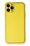 Apple iPhone 11 Pro Kılıf Coco Deri Silikon Kapak - Sarı