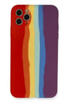 Apple iPhone 11 Pro Kılıf Ebruli Lansman Silikon - Kırmızı-Mor