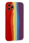 Apple iPhone 11 Pro Kılıf Ebruli Lansman Silikon - Kırmızı-Mor