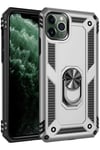 Apple iPhone 11 Pro Kılıf Sofya Yüzüklü Silikon Kapak - Gümüş
