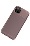 Apple iPhone 11 Pro Max Kılıf Auto Focus Karbon Kapak - Kahverengi