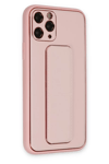 Apple iPhone 11 Pro Max Kılıf Coco Deri Standlı Kapak - Pembe