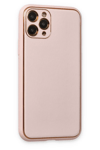 Apple iPhone 11 Pro Max Kılıf Coco Deri Silikon Kapak - Pudra