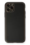 Apple iPhone 11 Pro Max Kılıf Coco Deri Silikon Kapak - Siyah