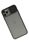Apple iPhone 11 Pro Max Kılıf Palm Buzlu Kamera Sürgülü Silikon - Siyah