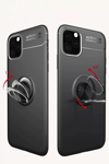 Apple iPhone 11 Pro Max Kılıf Range Yüzüklü Silikon - Siyah-Mavi
