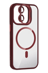 Apple iPhone 11 Remim Lensli Magsafe Standlı Kapak - Bordo