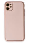 Apple iPhone 12 Kılıf Coco Deri Silikon Kapak - Pudra
