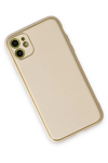 Apple iPhone 12 Kılıf Coco Deri Silikon Kapak - Gold