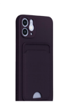 Apple iPhone 12 Kılıf Kelvin Kartvizitli Silikon - Derin Mor