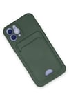 Apple iPhone 12 Kılıf Kelvin Kartvizitli Silikon - Koyu Yeşil