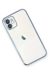 Apple iPhone 12 Kılıf Lensli Silikon - Açık Mavi