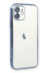 Apple iPhone 12 Kılıf Lensli Silikon - Açık Mavi
