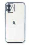 Apple iPhone 12 Kılıf Lensli Silikon - Açık Mavi