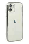 Apple iPhone 12 Kılıf Lensli Silikon - Gümüş