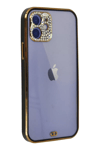Apple iPhone 12 Kılıf Liva Taşlı Silikon - Siyah