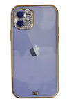 Apple iPhone 12 Kılıf Liva Taşlı Silikon - Mor