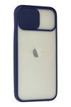 Apple iPhone 12 Kılıf Palm Buzlu Kamera Sürgülü Silikon - Lacivert