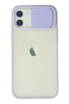 Apple iPhone 12 Kılıf Palm Buzlu Kamera Sürgülü Silikon - Lila