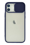 Apple iPhone 12 Kılıf Palm Buzlu Kamera Sürgülü Silikon - Lacivert