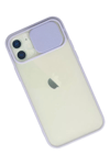 Apple iPhone 12 Kılıf Palm Buzlu Kamera Sürgülü Silikon - Lila