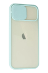 Apple iPhone 12 Kılıf Palm Buzlu Kamera Sürgülü Silikon - Turkuaz