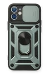 Apple iPhone 12 Kılıf Pars Lens Yüzüklü Silikon - Yeşil