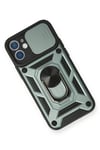 Apple iPhone 12 Kılıf Pars Lens Yüzüklü Silikon - Yeşil