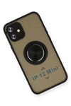 Apple iPhone 12 Mini Kılıf Montreal Yüzüklü Silikon Kapak - Siyah