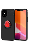 Apple iPhone 12 Mini Kılıf Range Yüzüklü Silikon - Siyah-Kırmızı