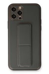 Apple iPhone 12 Pro Kılıf Coco Deri Standlı Kapak - Füme