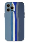 Apple iPhone 12 Pro Kılıf Ebruli Lansman Silikon - Mavi-Gri