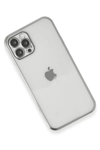 Apple iPhone 12 Pro Kılıf Lensli Silikon - Gümüş
