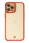 Apple iPhone 12 Pro Kılıf Liva Lens Silikon - Kırmızı