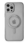 Apple iPhone 12 Pro Kılıf Magneticsafe Lazer Silikon - Gümüş