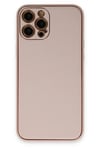 Apple iPhone 12 Pro Max Kılıf Coco Deri Silikon Kapak - Pudra