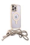 Apple iPhone 12 Pro Max Kılıf Divo Lazer Askılı Magsafe Kapak - Gold